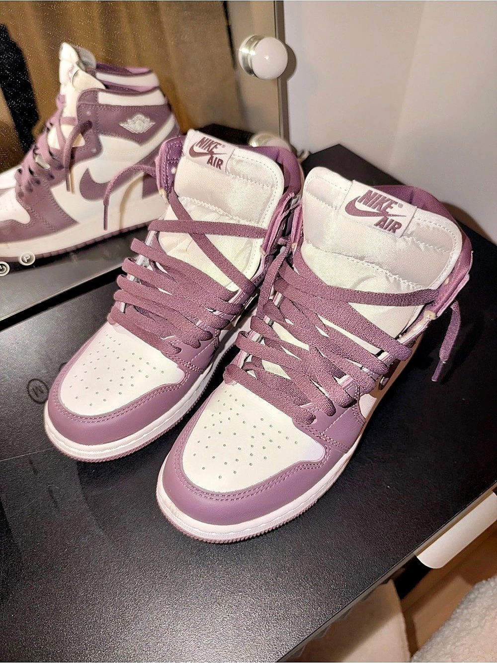 Nike Air Jordan 1 High-Top Sneakers in Purple & White Like New